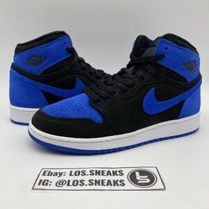 Size 6.5y- Jordan 1 Retro High OG GS Black/Royal Blue-White Youth (FD1437 042)